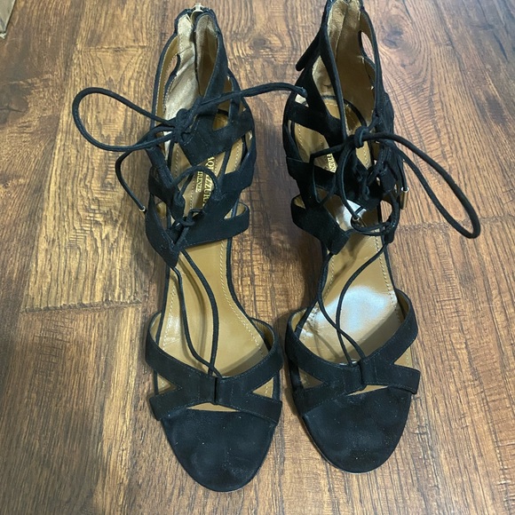 Aquazzura black suede strappy heels GREAT CONDITION - Picture 2 of 5